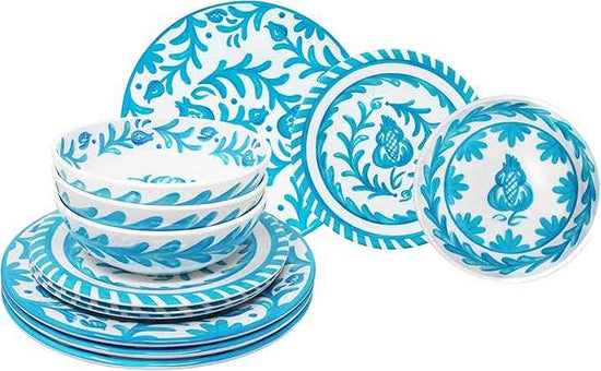 Le Cadeaux Luxury Melamine 18 Piece Dinnerwear Set, Service for 6,Sicily Teal