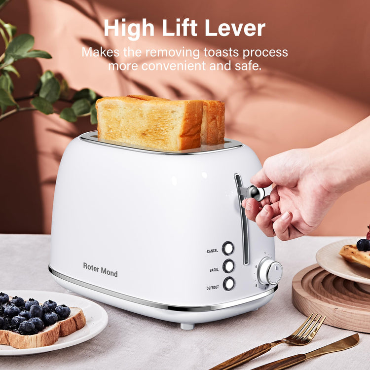 2 Slice Toaster Retro Stainless Steel with Bagel