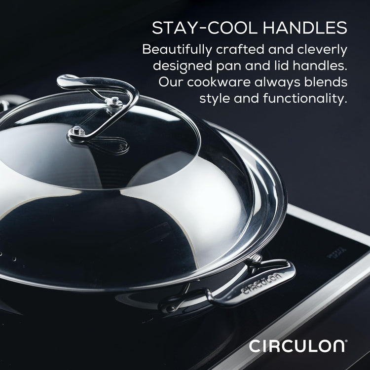 Clad Stainless Steel Induction Frying Pan and Wok Set with Hybrid SteelShield and Nonstick Technology (4 Count)
