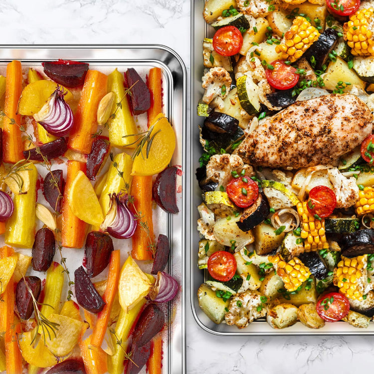 2 Pack 18x13 Inch Stainless Steel Baking Half Sheet Set (3 Count)
