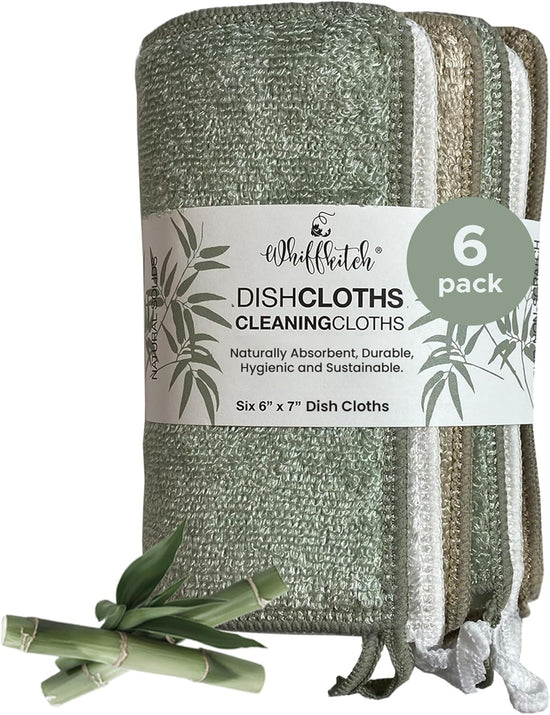 Whiffkitch Dishcloths & Cleaning Cloths - Drying, Durable, Absorbent Washcloths, Non-Scratch, Hygienic, Multi-Surface Cleaning, 6x7 Inches Solid Color, 6 Pack - Nestoria