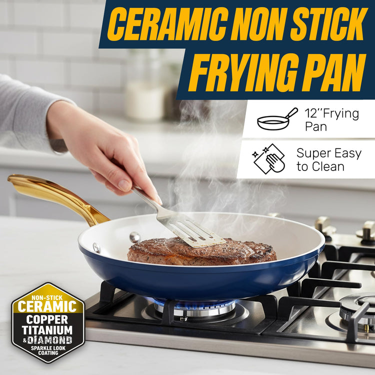 15 Pc Pots and Pans Set Non Stick Ceramic Cookware Set