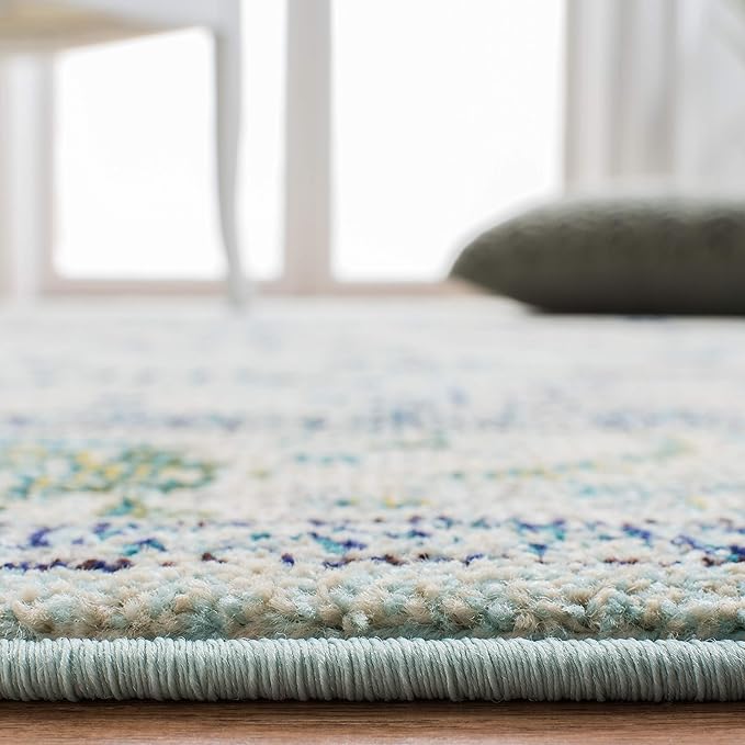 SAFAVIEH Monaco Collection Runner Rug - 2'2" x 10', Light Blue & Ivory, Non-Shedding & Easy Care, Ideal for High Traffic Areas in Living Room, Hallway, Foyer, Bedroom (MNC243K-210)