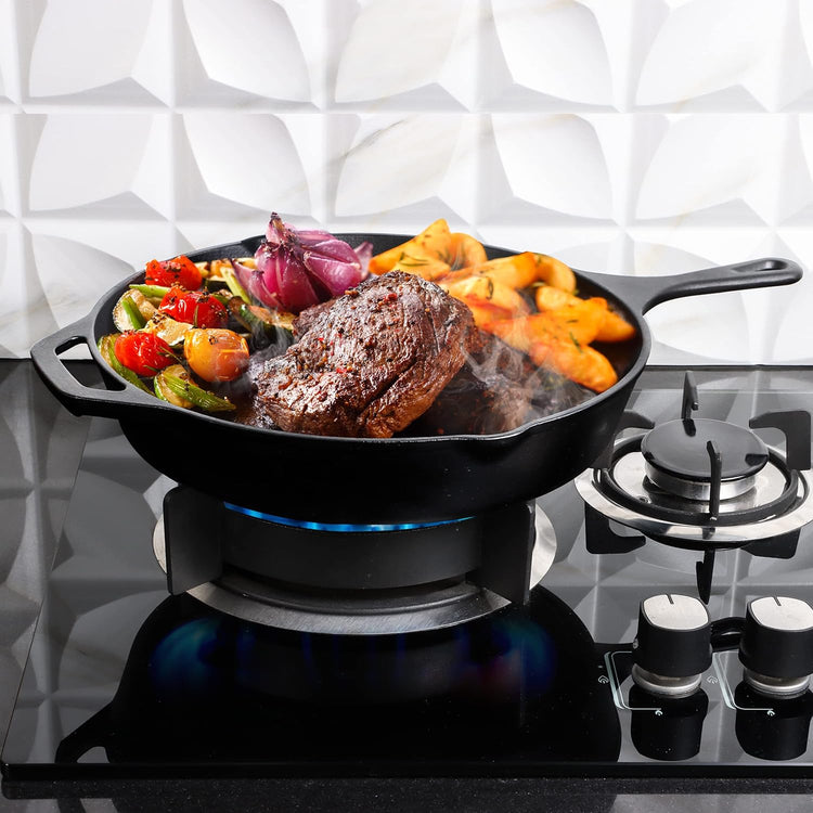 Utopia Kitchen Cast Iron Frying Pan 10.25 Inch, Cast Iron Chefs Pan, Pre Seasoned Skillet, Safe Grill Cookware for Indoor & Outdoor Use, Black - Nestoria