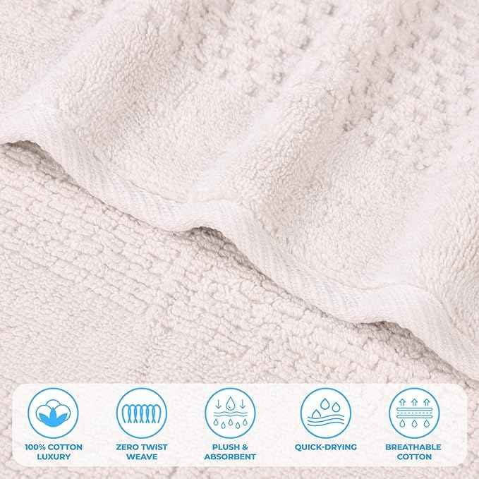 Superior Playa Zero Twist Cotton Medium Weight Towels, for Guest Bath, Bathroom, Shower, Spa, Plush, Quick Dry, Ultra-Soft Towels, Bath Essentials, Waffle Textured, 8 Piece Assorted Towel Set, Silver