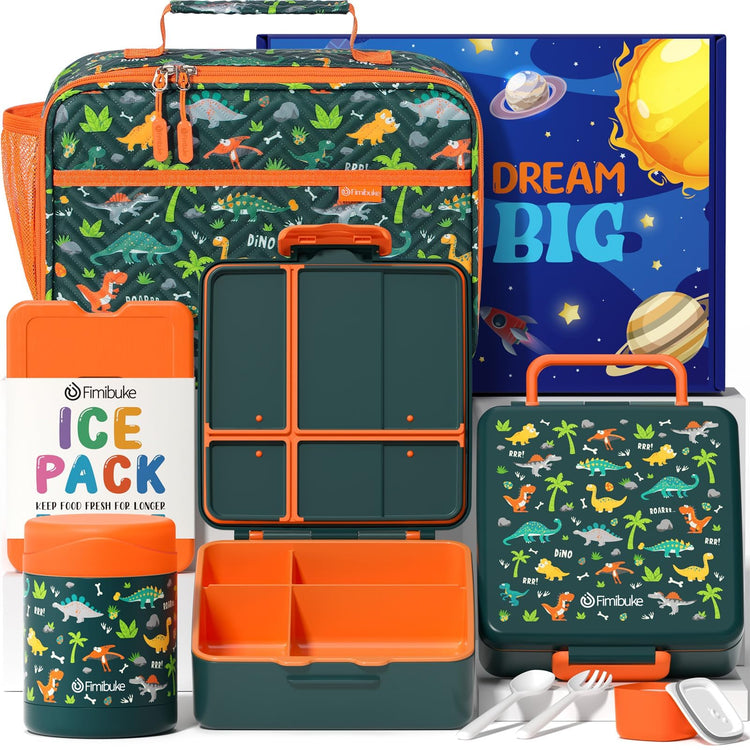 Kids Bento Snack Lunch Box with Thermo Insulated Toddler Lunch Bag
