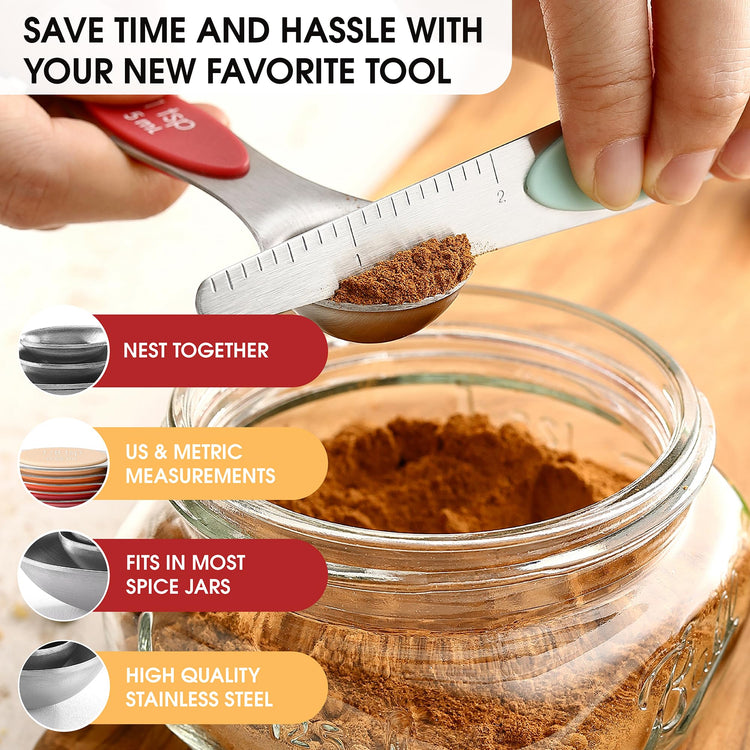 Stainless Steel 8 Magnetic Measuring Spoons Set