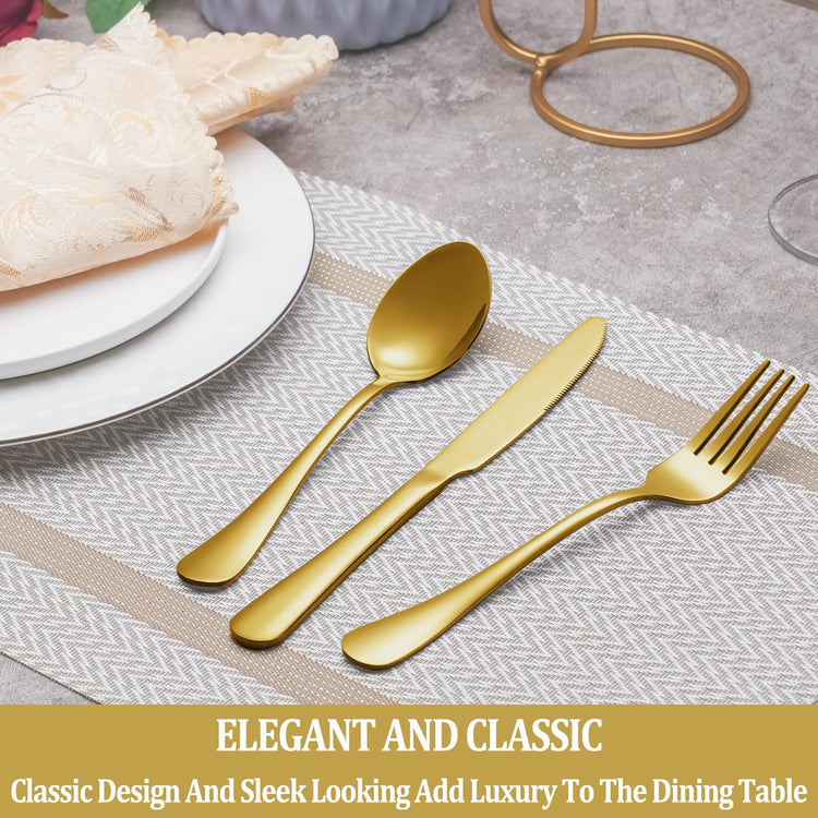 60 Pcs Gold Silverware Set Service for 12 (60 Count)