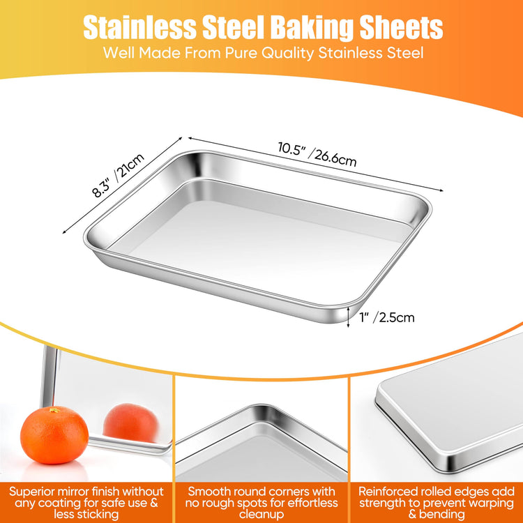2 Pack Small Stainless Steel Baking Sheet Set (2 Count)