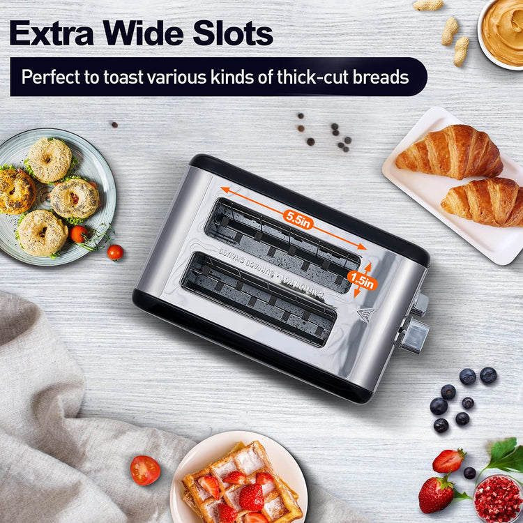 2 Slice Stainless Steel Toaster with Digital LED Display