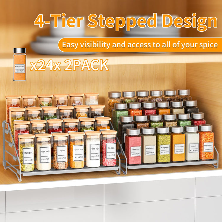 2 Pack Spice Rack Organizer for Cabinet