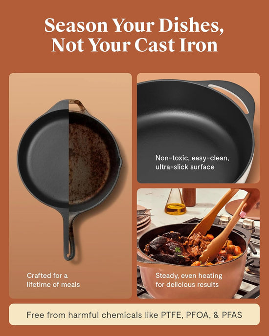 Caraway Enameled Dutch Oven - 6.5 qt Cast Iron Dutch Oven With Lid - 3 Layer Enamel Coating - No Seasoning Required - Compatible With All Stovetops - Oven Safe - No Forever Chemicals - Rust - Nestoria