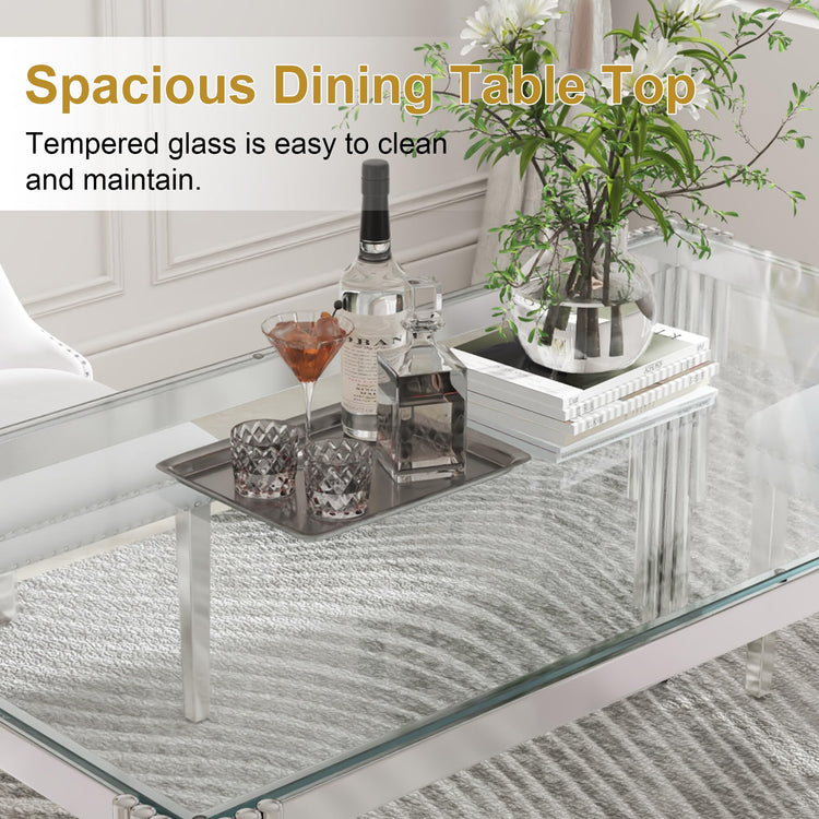 63'' Modern Glass Dining Table for 4