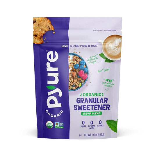 Pyure Organic Stevia Blend | Granulated Sugar Substitute with Zero Calories & Carbs | Keto, Diabetic & Vegan Friendly | Sugary Taste Alternative | USDA Organic, Non-GMO | Good For Baking | 1.5lb (24oz) - Nestoria