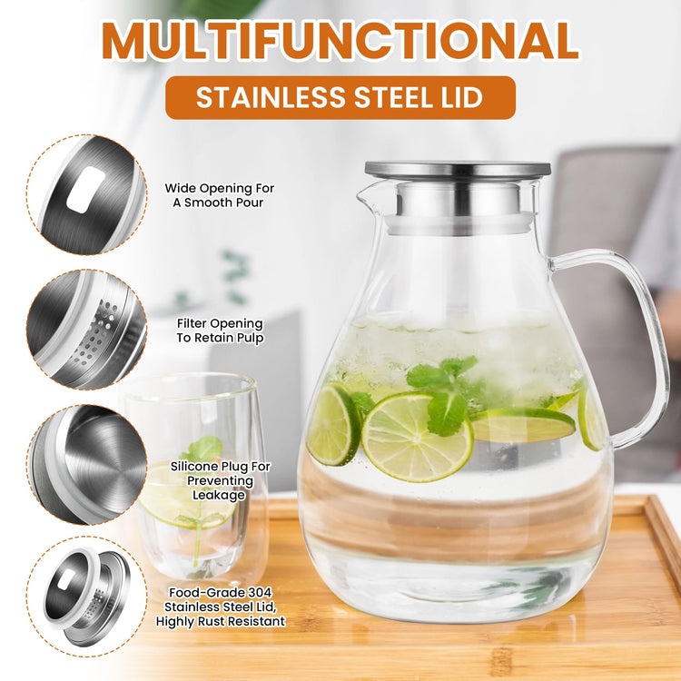 3 Litre 101oz Glass Pitcher with Lid and Spout