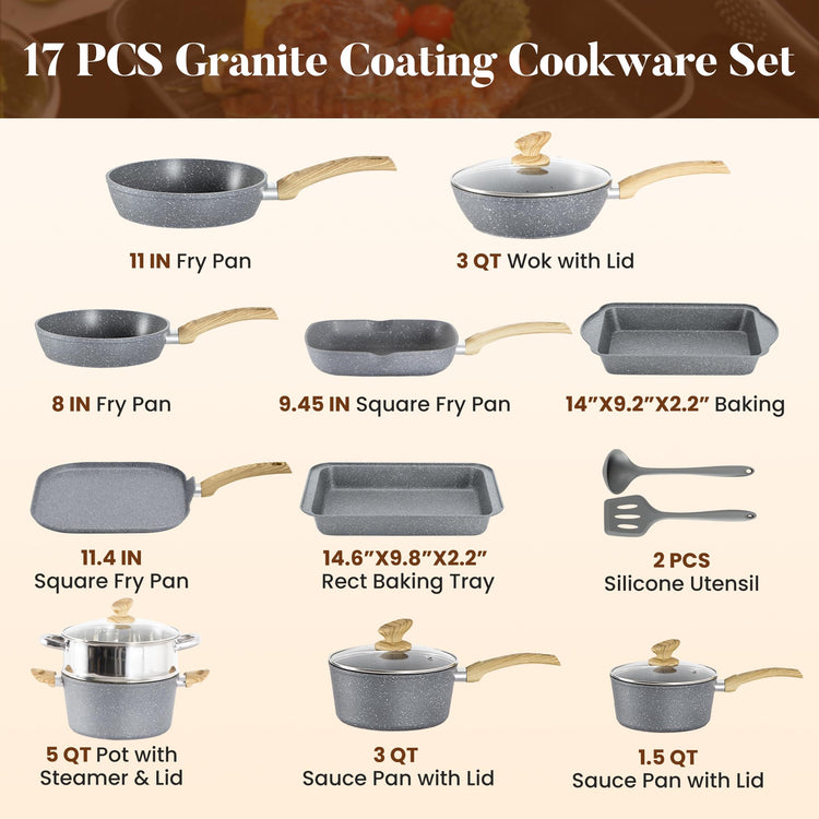 Granite Pots and Pans Set Non Stick