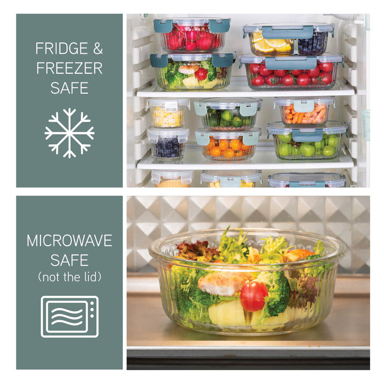 Premium 32 Pc. Borosilicate Glass Food Container Set with Dividers