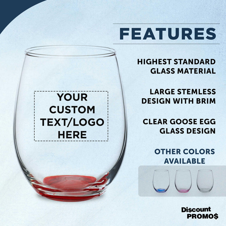 Custom Stemless Wine Glasses in Bulk by ARC Perfection (100 Count)