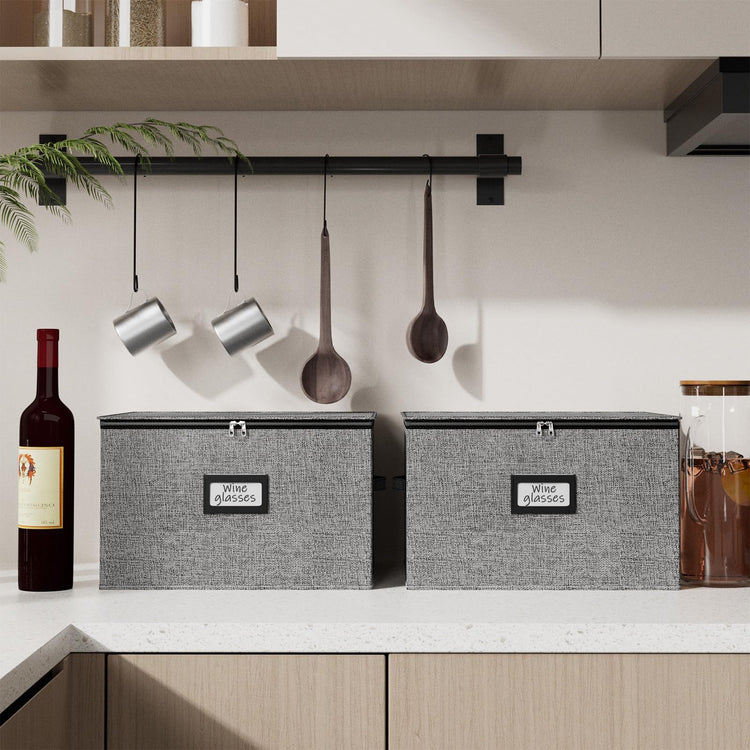 Wine Glass Storage Box with Dividers