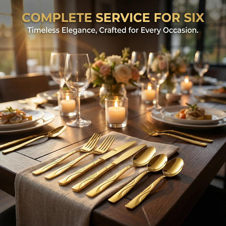 30 Piece Gold Silverware Set for 6 (30 Count)