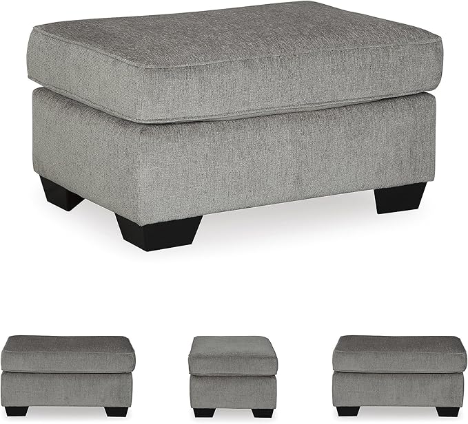 Signature Design by Ashley Altari Modern Rectangular Accent Ottoman, Light Gray