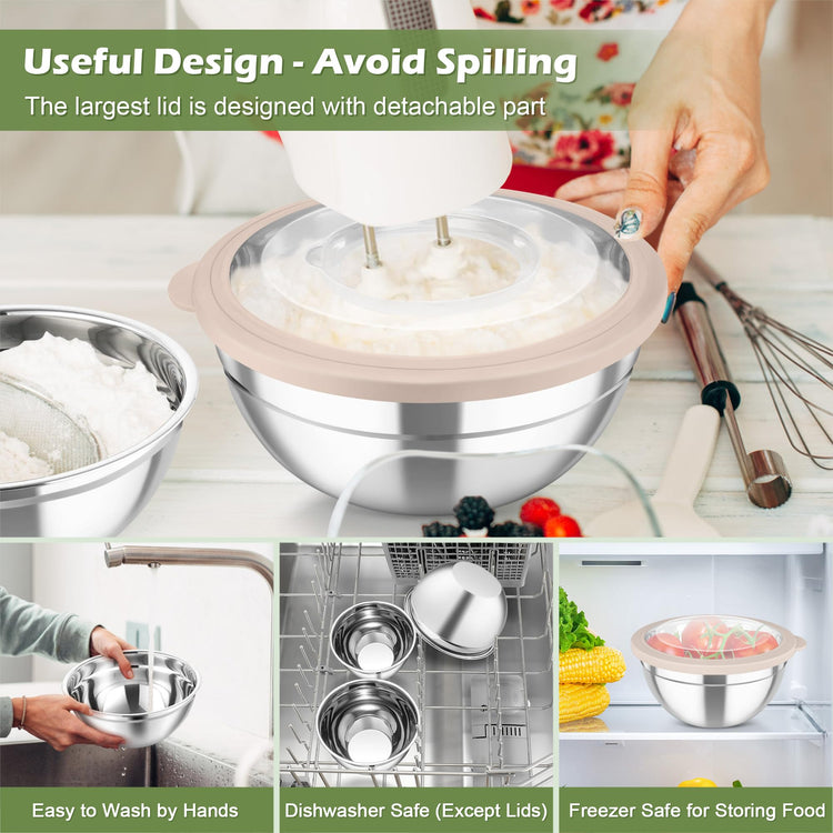 Mixing Bowls 3PCS Stainless Steel Serving Salad Bowls (3 Count)