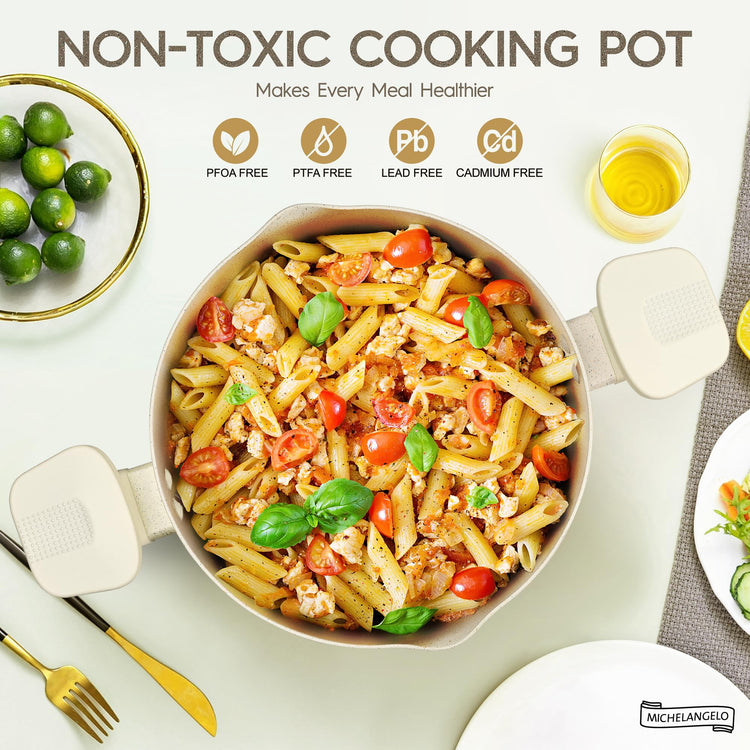 6 Quart Granite Nonstick Cooking Pot with Strainer Lid