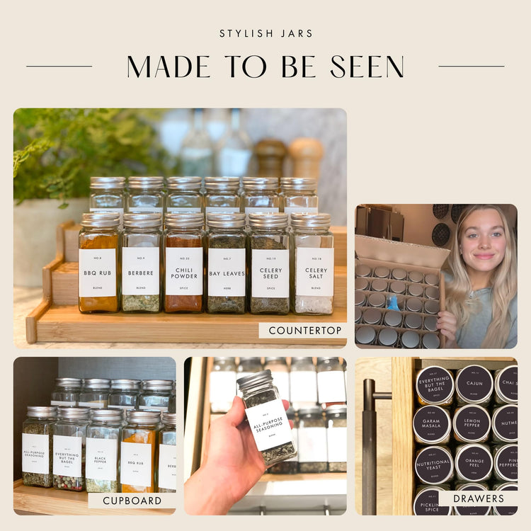 Minimalist Spice Jars with Labels (36 Count)