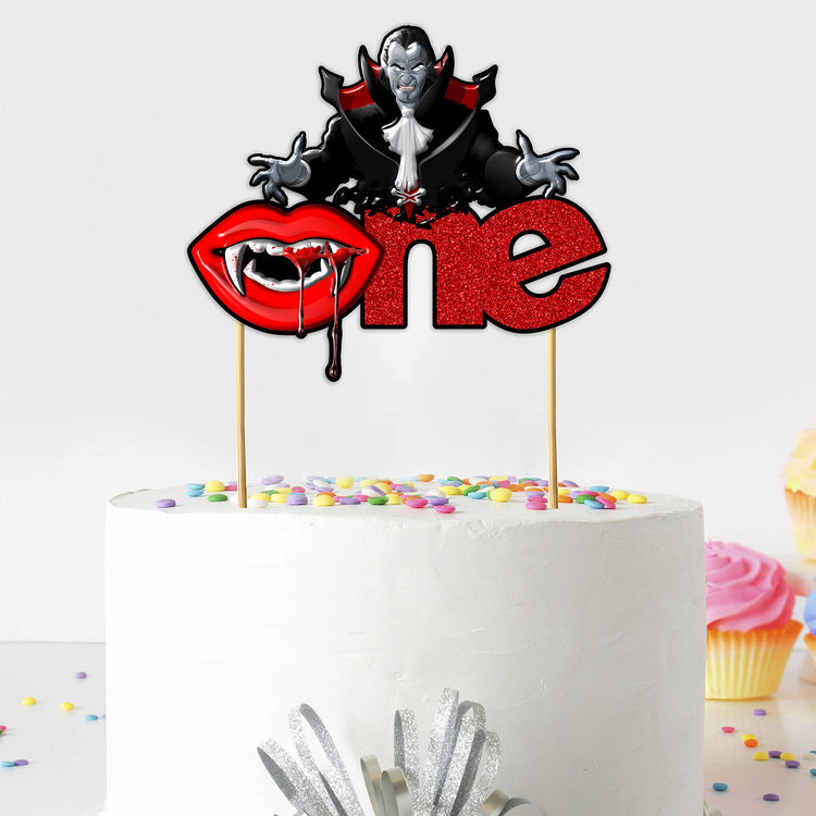 Vampre One Cake Topper with Spooky Fantasy Gothic Theme Design