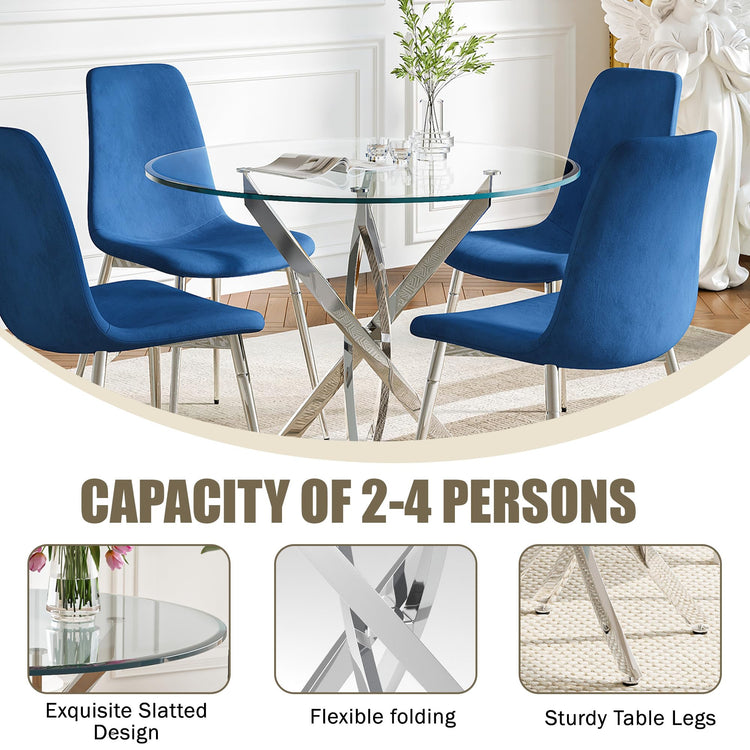 36" Round Glass Dining Table Set for 4 (5 Count)