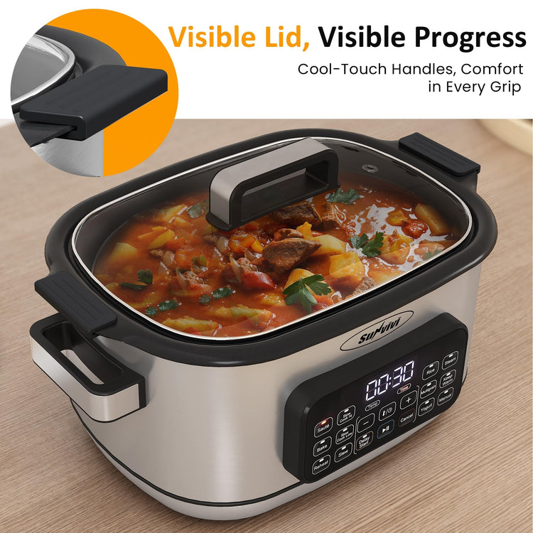 12-in-1 Programmable Slow Cooker 6.5QT with Timer & Keep Warm