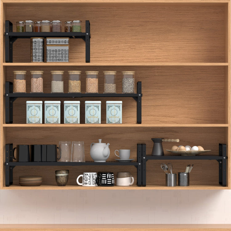 Expandable Cabinet Shelf Organizer Adjustable Metal Spice Rack Stackable Freestanding Counter Storage Shelves for Kitchen Cabinet Under Sink Office Desk