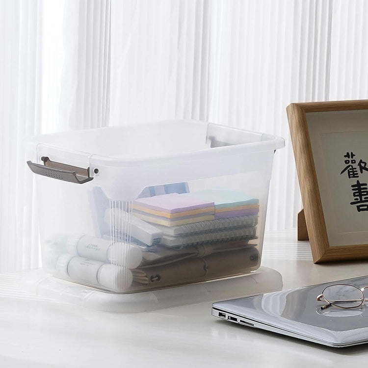 Citylife 6 Packs 13.7 QT Storage Bins with Lids Clear Plastic Bins with Grey Handle Stackable Storage Containers for Organizing