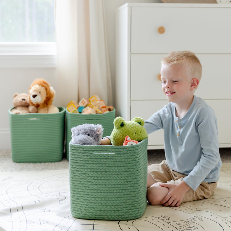 13 Inch Cube Storage Bins Cotton Rope Woven Baskets for Organizing 3 (3 Count)