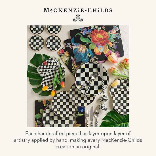 MACKENZIE-CHILDS Supper Club Salad Serving Set, Fork and Spoon Salad Servers, Decorative Kitchen Serving Utensils, Black-and-White Courtly Check