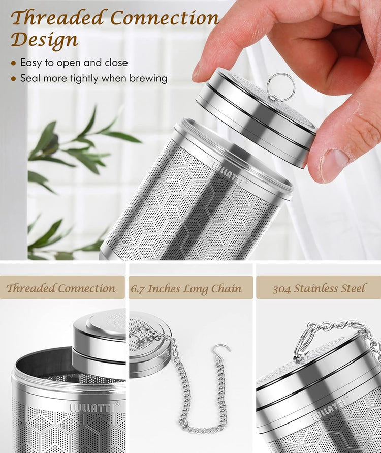 Large Tea Infuser for Loose Tea(1 Pack), 304 Stainless Steel Tea Ball Strainer, Extra Fine Mesh Tea Steeper for Brewing All Kind of Tea, Fits for Most Teapot, Cups or Mugs