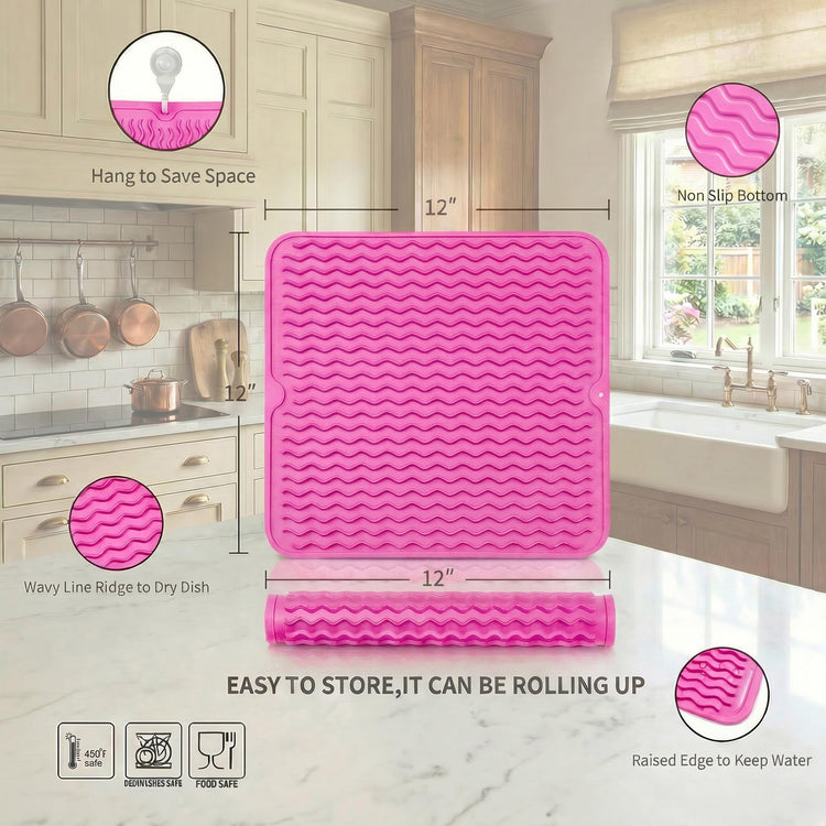 Silicone Dish Drying Mat for Multiple Usage