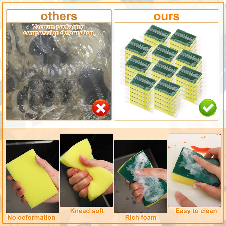 50 Pcs Individually Wrapped Sponges for Airbnb Apartment Green (50 Count)