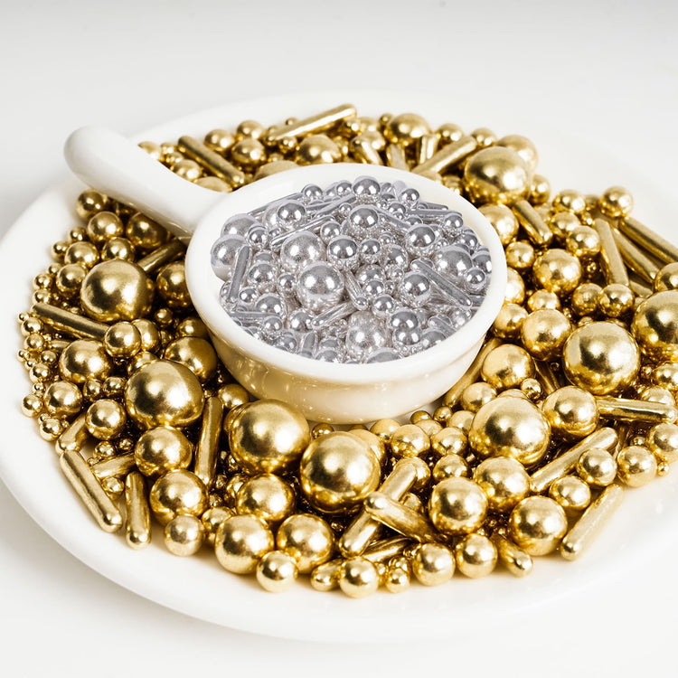 Gold and Silver Sugar Sprinkles (4.58 Ounce)