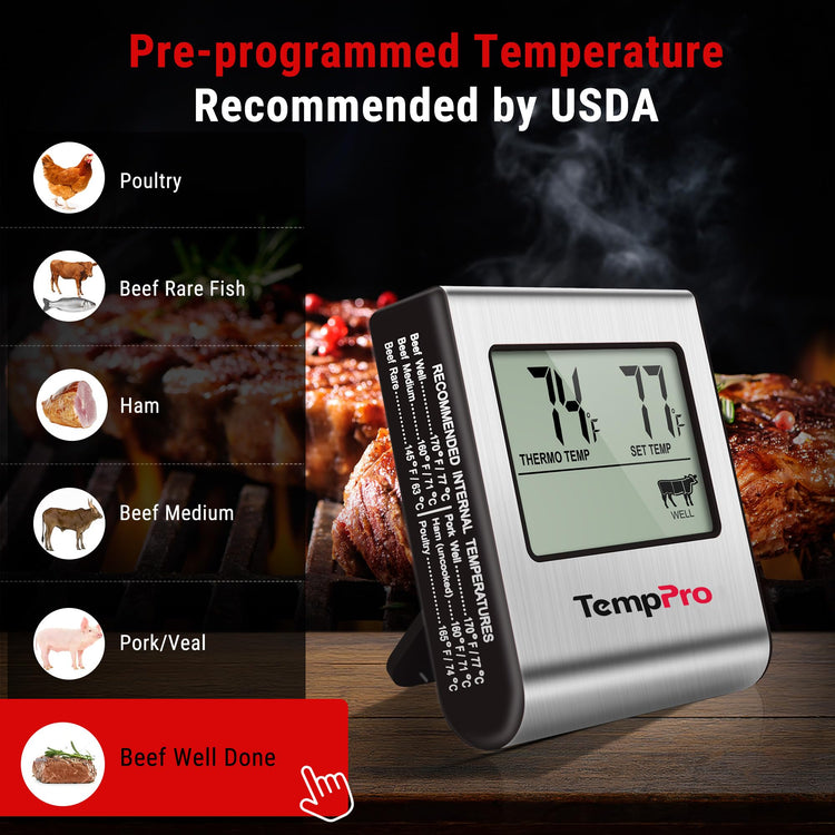 TempTrack Large LCD Digital Meat Thermometer for Cooking