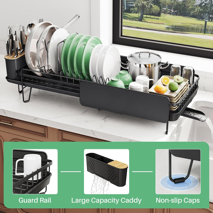 Large Expandable Dish Drying Rack for Kitchen Counter