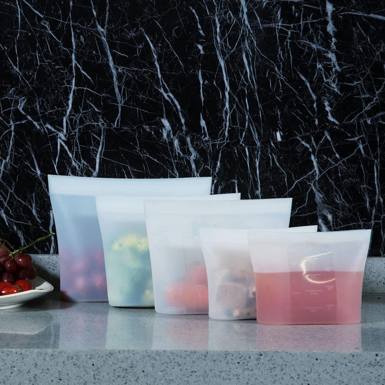 Reusable Silicone Food Storage Bag, for Microwave, Oven, Fridge, Freezer & Sous Vide Zip Sealed Containers (2 Large size 53oz 1500ml)…