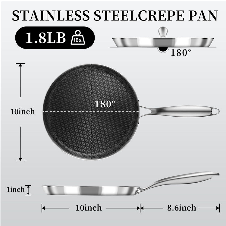 10 Inch Stainless Steel Crepe Pan