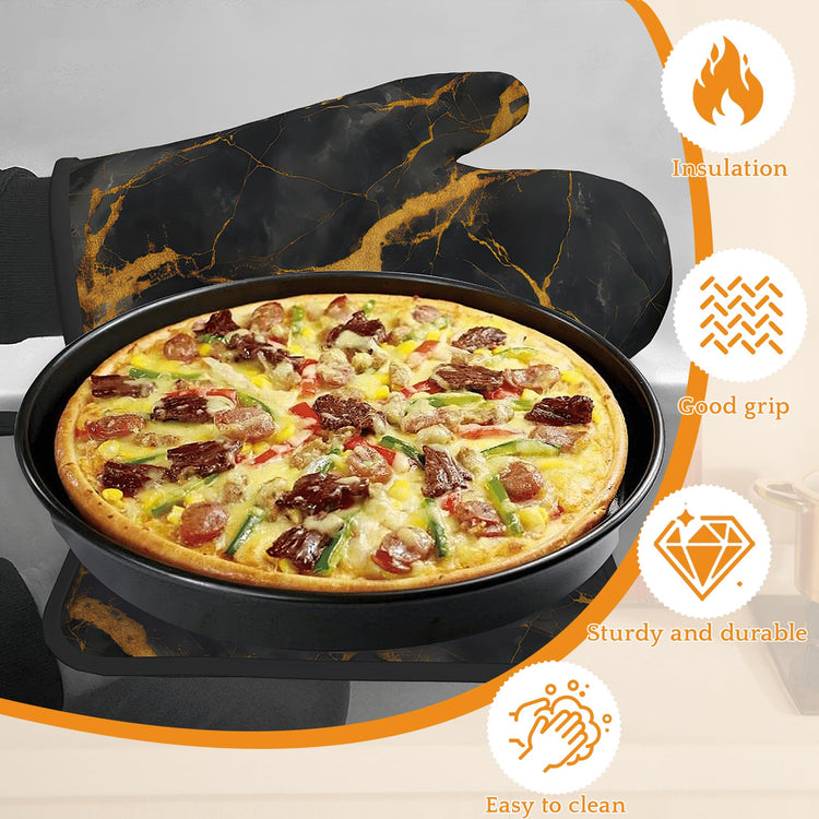 Marble Oven Mitts and Pot Holders Set (4 Count)