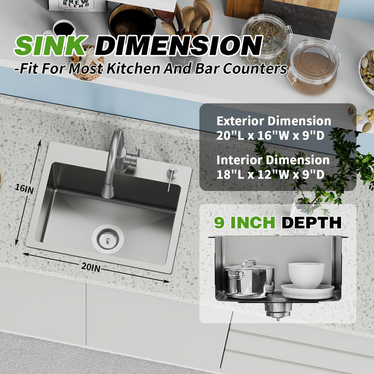 20x16 In Kitchen And Bar Sink