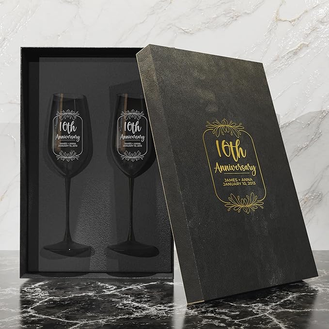Personalized Champagne Flutes - Set of 2 - Custom Wedding Glasses - Bride & Groom Wedding Gifts for Mr & Mrs - Engagement, Bridal Shower, Anniversary, Gift for Couple - Valentines Day Gift - 6 Designs