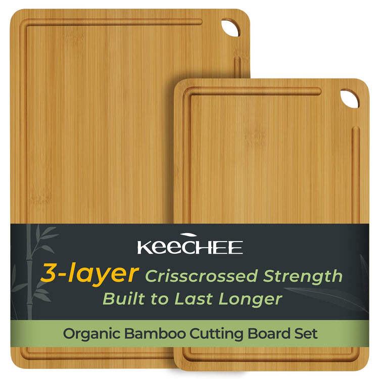 Natural Bamboo Cutting Board Set of 2 (2 Count)