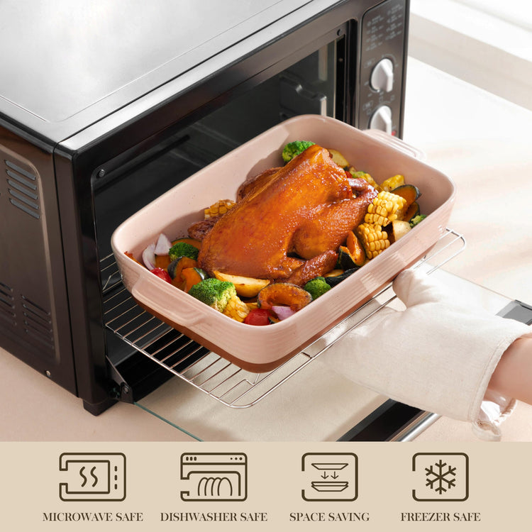 Large 9x13 Ceramic Baking Dish with Handles
