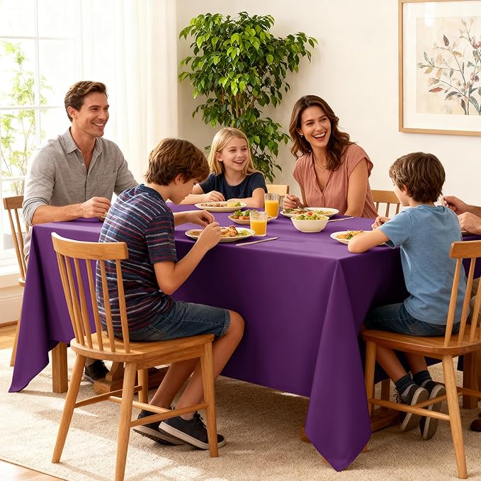 10-Pack Purple Tablecloths for Rectangle Tables, 60 x 120 Inches, Stain-Resistant Polyester Fabric for 6 Foot Tables - Washable Table Covers for Weddings, Banquets, Birthday Parties, Events
