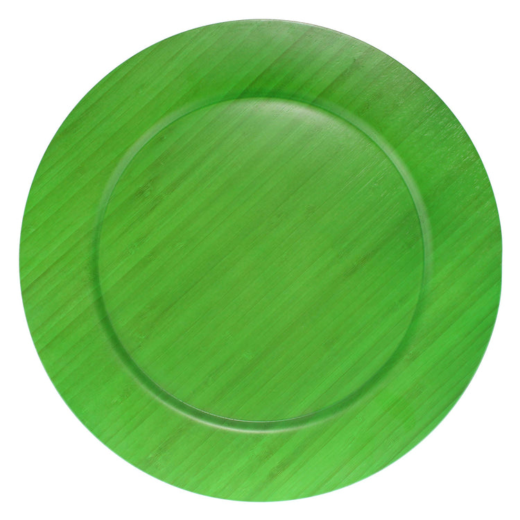 13" Dia Green Bamboo Reusable Dinnerware Charger Round Plates for Catered Events